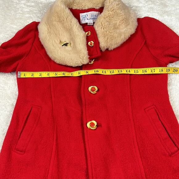 HR Ruanhong kawaii red faux fur collar coat, size 160/84a m or - Picture 8 of 11